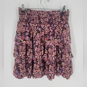 Anthropologies Floral Ruffle-Trim‎ Skirt size M